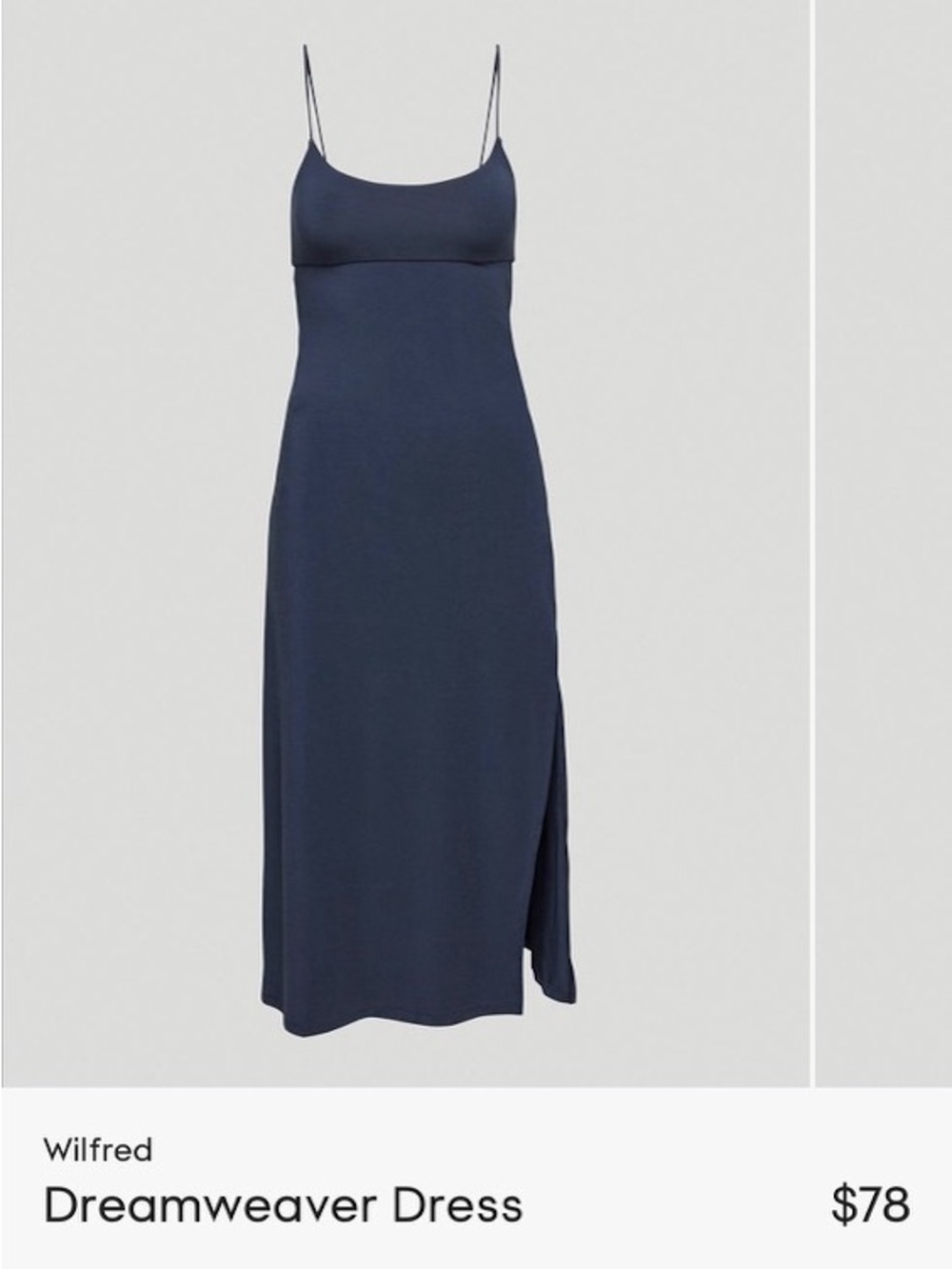 Wilfred Navy Slip Midi Dress with Side Slit